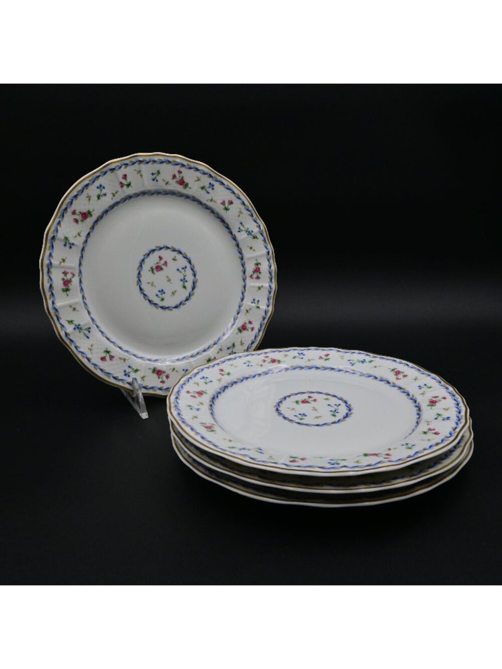 Vintage Bernardaud Limoges Artois Bleu Porcelain Salad Plates Set Of 4 8.5"
